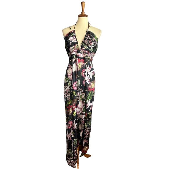 Katie May Black Cocktail Jumpsuit LARGE Halter Wide Leg Split Hem Party $285 NEW - Picture 5 of 10